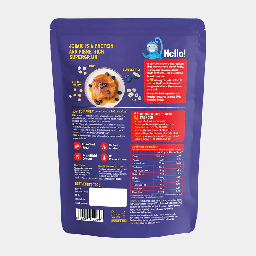 Millet Pancake Mix (Blueberry) - Slurrp Farm